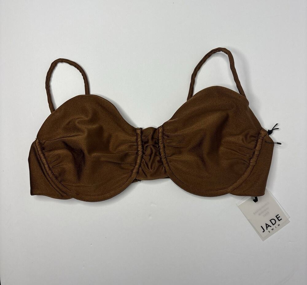 NWT Jade Swim Mia Underwire Bikini Top Brown Sz S